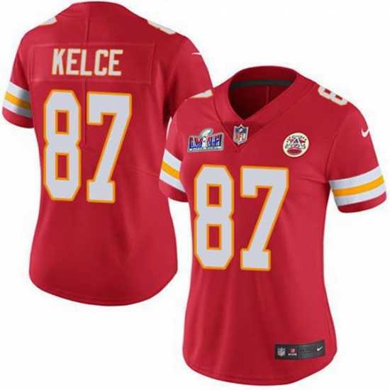 Exceptional Kansas City Chiefs 87 Travis Kelce Red Vapor Untouchable Limited Stitched Football 2024 Super Bowl LVIII Jersey