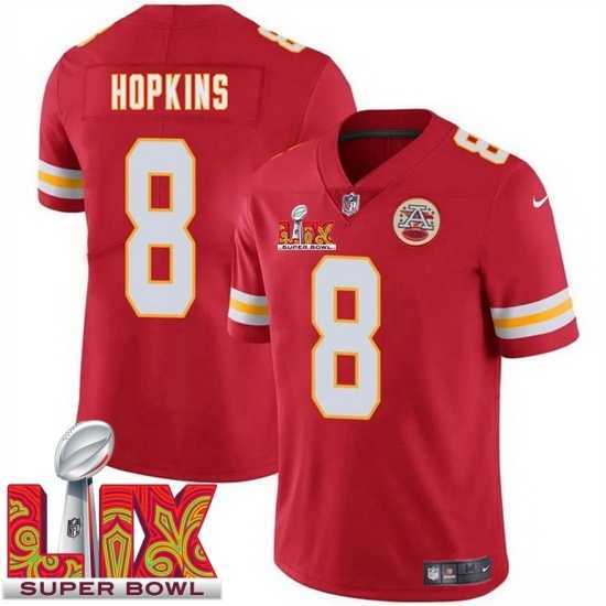Exceptional Kansas City Chiefs DeAndre Hopkins #8 Red 2024 2025 Super Bowl LIX F.U.S.E Stitched Jersey