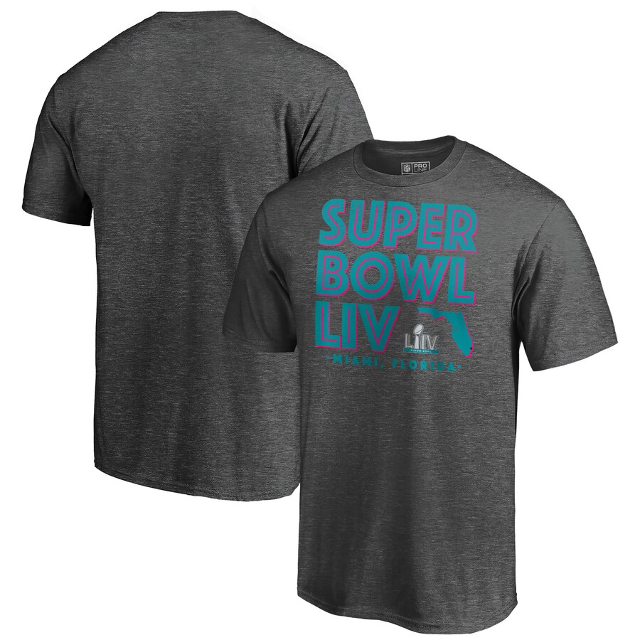 Exceptional NFL Miami Florida Super Bowl LIV Super Inline Tri Blend T Shirt Heathered Charcoal
