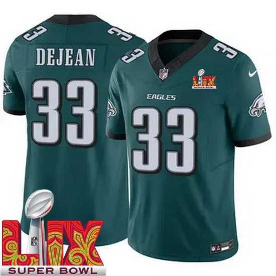 Exceptional Philadelphia Eagles Cooper DeJean #33 Green 2024 2025 Super Bowl LIX F.U.S.E Stitched NFL Jersey