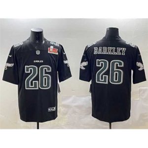 Exquisite Philadelphia Eagles 26 Saquon Barkley Black 2025 Super Bowl LIX Patch Fashion Vapor Untouchable Limited Stitched Football Jersey