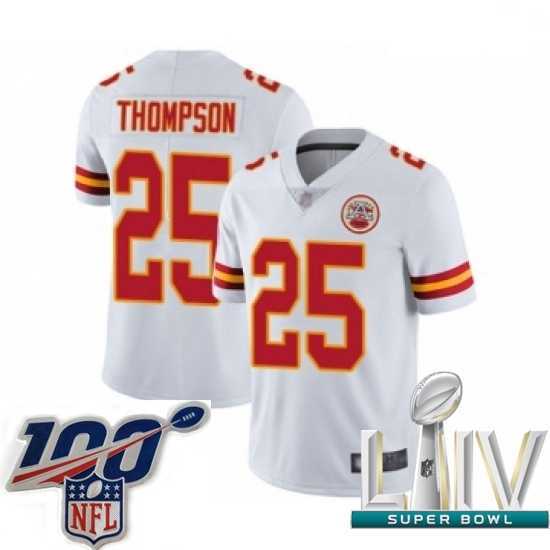 First - rate 2020 Super Bowl LIV Kansas City Chiefs #25 Darwin Thompson White Vapor Untouchable Limited Player Football Jersey