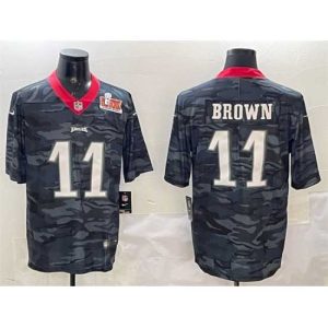 First - rate Philadelphia Eagles 11 A  J  Brown Black 2025 Super Bowl LIX Patch Camo Vapor Untouchable Limited Stitched Football Jersey