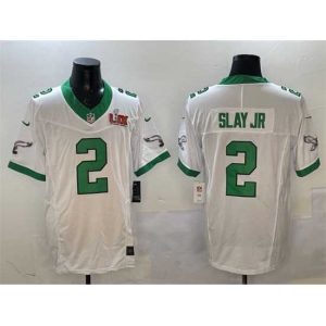 First - rate Philadelphia Eagles 2 Darius Slay Jr White 2025 Super Bowl LIX Patch F.U.S.E Vapor Untouchable Limited Stitched Football Jersey
