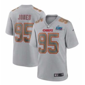 First - rate Toddler Kansas City Chiefs 95 Chris Jones Grey Super Bowl LVII Patch Atmosphere Fashion Stitched Game Jersey