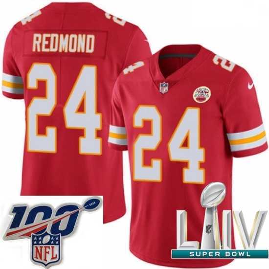 Gorgeous 2020 Super Bowl LIV Nike Kansas City Chiefs #24 Will Redmond Red Team Color Vapor Untouchable Limited Player NFL Jersey