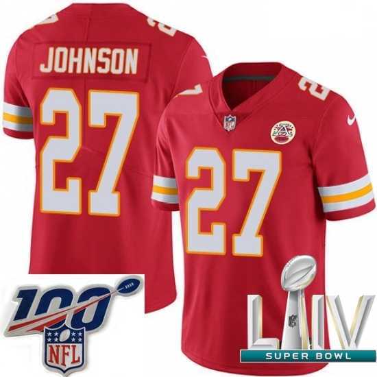 Gorgeous 2020 Super Bowl LIV Nike Kansas City Chiefs #27 Larry Johnson Red Team Color Vapor Untouchable Limited Player NFL Jersey