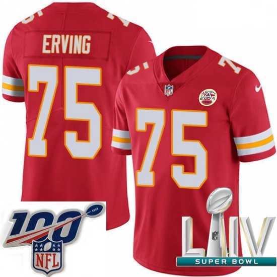 Gorgeous 2020 Super Bowl LIV Nike Kansas City Chiefs #75 Cameron Erving Red Team Color Vapor Untouchable Limited Player NFL Jersey