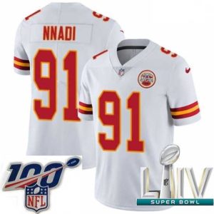 Gorgeous 2020 Super Bowl LIV Nike Kansas City Chiefs #91 Derrick Nnadi White Vapor Untouchable Limited Player NFL Jersey