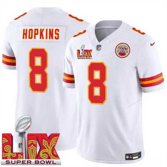 Gorgeous Kansas City Chiefs DeAndre Hopkins #8 White 2024 2025 Super Bowl LIX F.U.S.E Stitched Jersey
