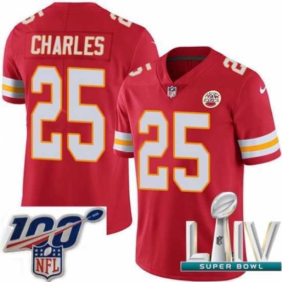 Magnificent 2020 Super Bowl LIV Kansas City Chiefs #25 Jamaal Charles Red Team Color Vapor Untouchable Limited Player Football Jersey