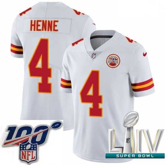 Magnificent 2020 Super Bowl LIV Nike Kansas City Chiefs #4 Chad Henne White Vapor Untouchable Limited Player NFL Jersey