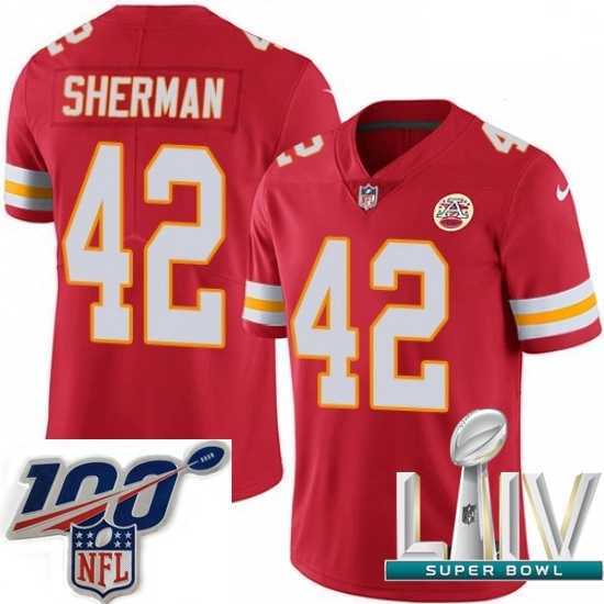 Magnificent 2020 Super Bowl LIV Nike Kansas City Chiefs #42 Anthony Sherman Red Team Color Vapor Untouchable Limited Player NFL Jersey