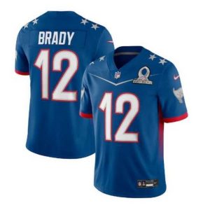 Magnificent 2022 NFL Pro Bowl Tampa Bay Buccaneers #12 Tom Brady NFC Blue Jersey