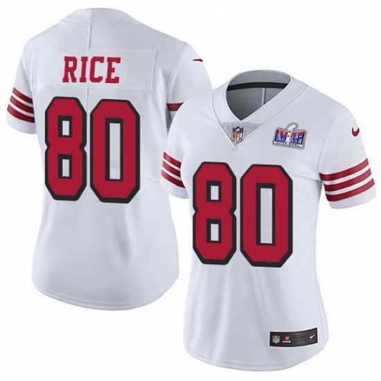 Magnificent Nike 49ers 80 Jerry Rice White Rush Stitched NFL Vapor Untouchable Limited 2024 Super Bowl LVIII Jersey