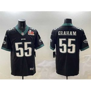 Magnificent Philadelphia Eagles 55 Brandon Graham Black 2025 Super Bowl LIX Patch Vapor Untouchable Limited Stitched Football Jersey