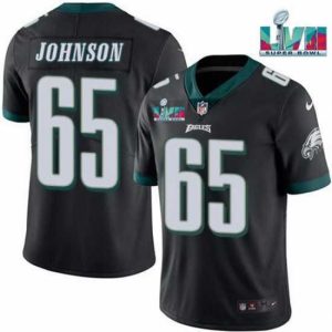 Magnificent Toddler Philadelphia Eagles 65 Lane Johnson Black Super Bowl LVII Patch Vapor Untouchable Limited Stitched Jersey