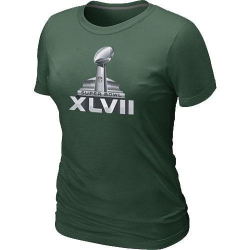 Magnificent Women's NFL Super Bowl XLVII Logo T Shirt Dark Green