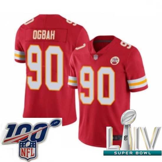 Outstanding 2020 Super Bowl LIV Kansas City Chiefs #90 Emmanuel Ogbah Red Team Color Vapor Untouchable Limited Player Football Jersey