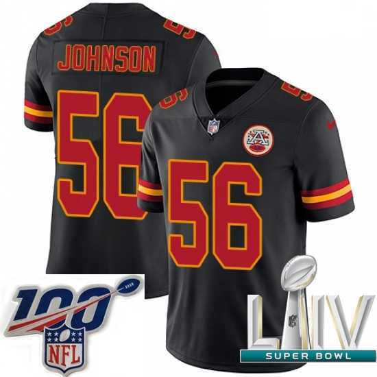 Outstanding 2020 Super Bowl LIV Nike Kansas City Chiefs #56 Derrick Johnson Limited Black Rush Vapor Untouchable NFL Jersey
