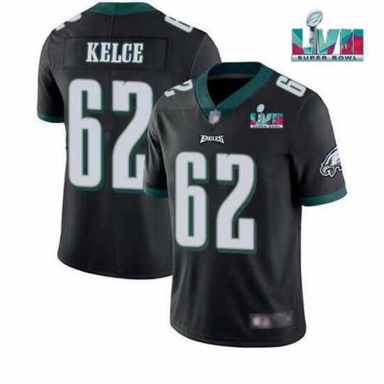 Outstanding Toddler Philadelphia Eagles 62 Jason Kelce Black Super Bowl LVII Patch Vapor Untouchable Limited Stitched Jersey