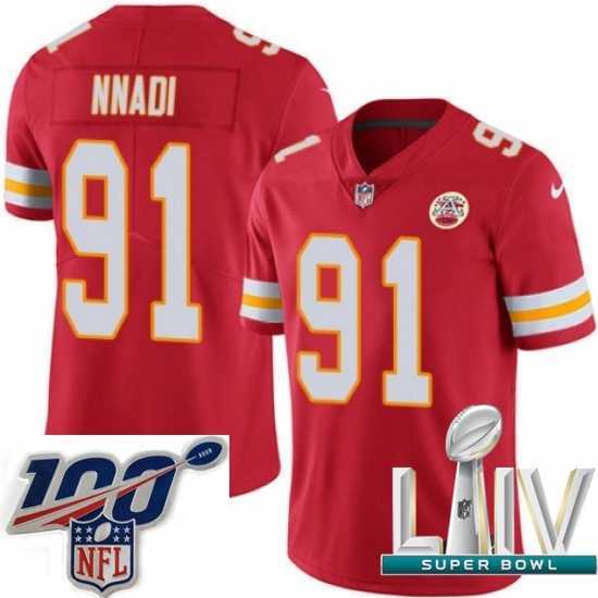 Premium 2020 Super Bowl LIV Nike Kansas City Chiefs #91 Derrick Nnadi Red Team Color Vapor Untouchable Limited Player NFL Jersey