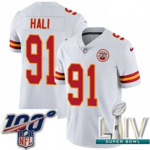 Premium 2020 Super Bowl LIV Nike Kansas City Chiefs #91 Tamba Hali White Vapor Untouchable Limited Player NFL Jersey