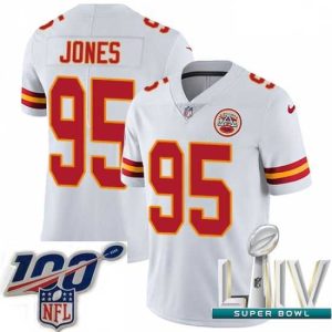 Premium 2020 Super Bowl LIV Nike Kansas City Chiefs #95 Chris Jones White Vapor Untouchable Limited Player NFL Jersey