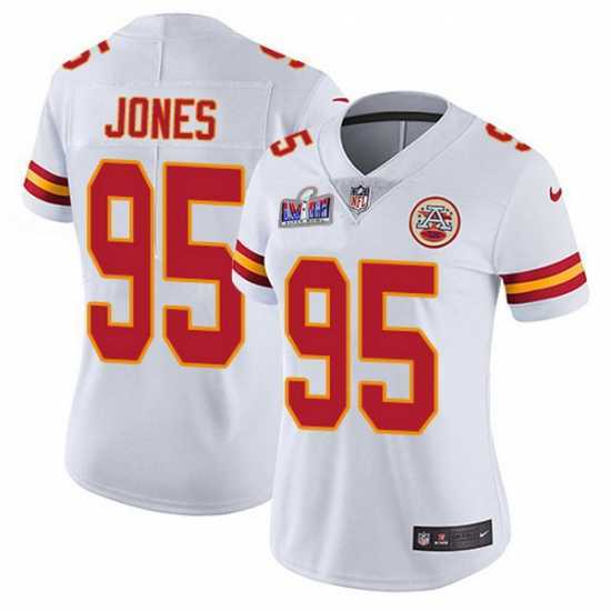 Premium Nike Chiefs 95 Chris Jones White Bound Stitched NFL Vapor Untouchable Limited 2024 Super Bowl LVIII Jersey