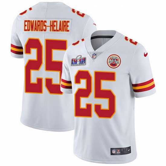 Premium Nike Kansas City Chiefs 25 Clyde Edwards Helaire White Bound Stitched NFL Vapor Untouchable Limited 2024 Super Bowl LVIII Jersey