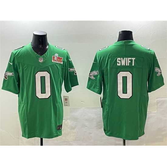Premium Philadelphia Eagles 0 D 27Andre Swift Green 2025 Super Bowl LIX Patch F.U.S.E Throwback Vapor Untouchable Limited Stitched Football Jersey