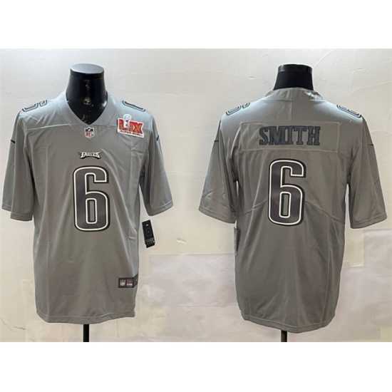 Premium Philadelphia Eagles 6 DeVonta Smith Grey 2025 Super Bowl LIX Patch Atmosphere Fashion Vapor Untouchable Limited Stitched Football Jersey