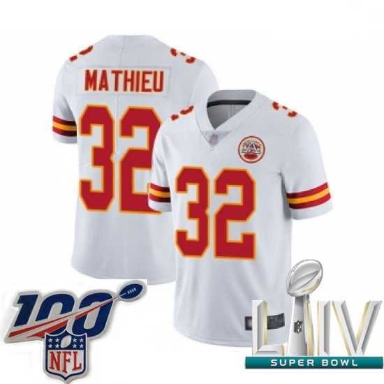 Splendid 2020 Super Bowl LIV Kansas City Chiefs #32 Tyrann Mathieu White Vapor Untouchable Limited Player Football Jersey