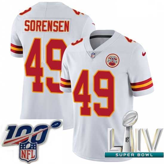 Splendid 2020 Super Bowl LIV Nike Kansas City Chiefs #49 Daniel Sorensen White Vapor Untouchable Limited Player NFL Jersey