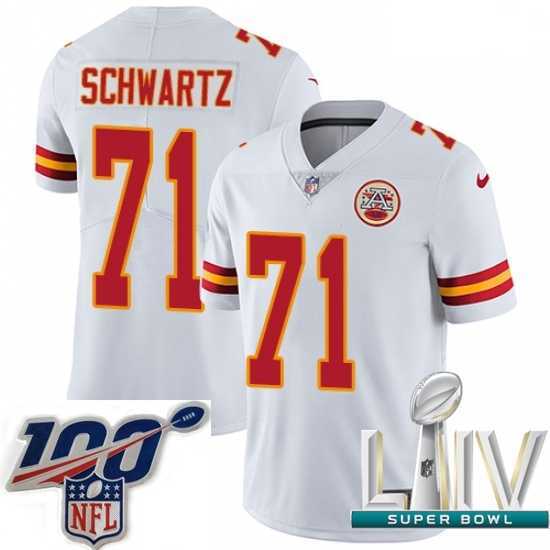 Splendid 2020 Super Bowl LIV Nike Kansas City Chiefs #71 Mitchell Schwartz White Vapor Untouchable Limited Player NFL Jersey