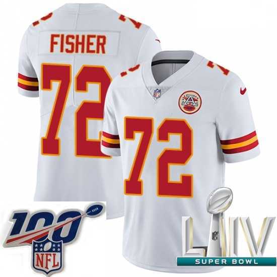 Splendid 2020 Super Bowl LIV Nike Kansas City Chiefs #72 Eric Fisher White Vapor Untouchable Limited Player NFL Jersey