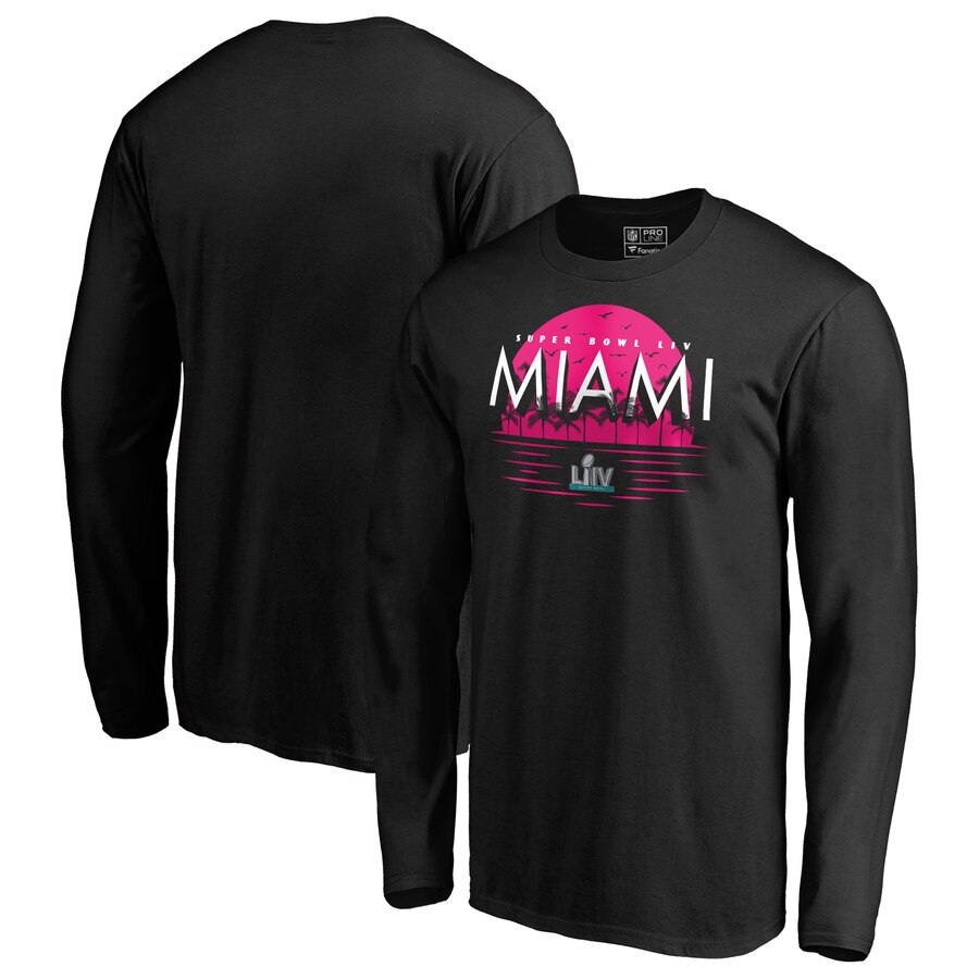 Splendid NFL Miami Super Bowl LIV Sunset Long Sleeve T Shirt Black