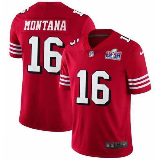 Splendid NFL San Francisco 49ers 16 Joe Montana Red Vapor Untouchable Limited Stitched 2024 Super Bowl LVIII Jersey