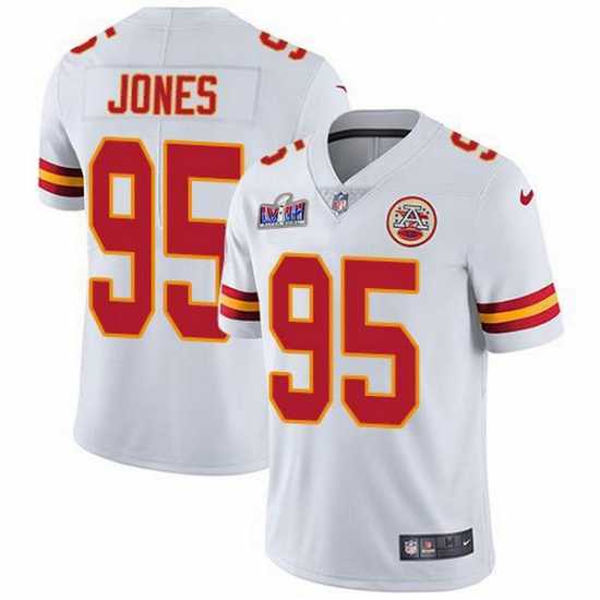Splendid Nike Kansas City Chiefs 95 Chris Jones White Bound Stitched NFL Vapor Untouchable Limited 2024 Super Bowl LVIII Jersey