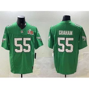Splendid Philadelphia Eagles 55 Brandon Graham Green 2025 Super Bowl LIX Patch F.U.S.E Throwback Vapor Untouchable Limited Stitched Football Jersey