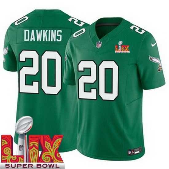 Splendid Philadelphia Eagles Brian Dawkins #20 Kelly Green 2024 2025 Super Bowl LIX F.U.S.E Stitched NFL Jersey