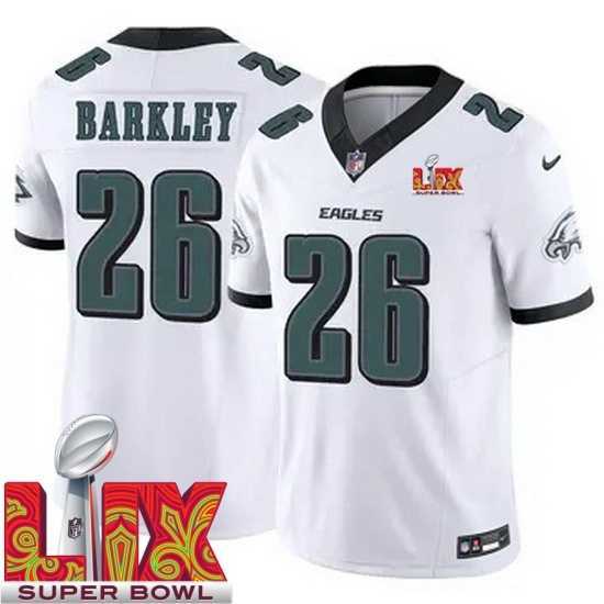 Splendid Philadelphia Eagles Saquon Barkley #26 White 2024 2025 Super Bowl LIX F.U.S.E Stitched NFL Jersey