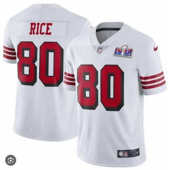 Splendid San Francisco 49ers 80 Jerry Rice White Throwback Vapor Untouchable Stitched Football 2024 Super Bowl LVIII Jersey