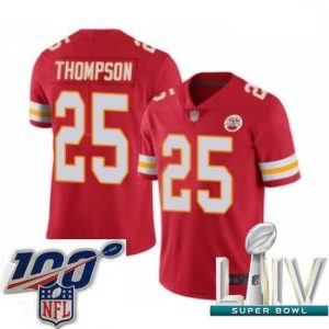 Stunning 2020 Super Bowl LIV Kansas City Chiefs #25 Darwin Thompson Red Team Color Vapor Untouchable Limited Player Football Jersey