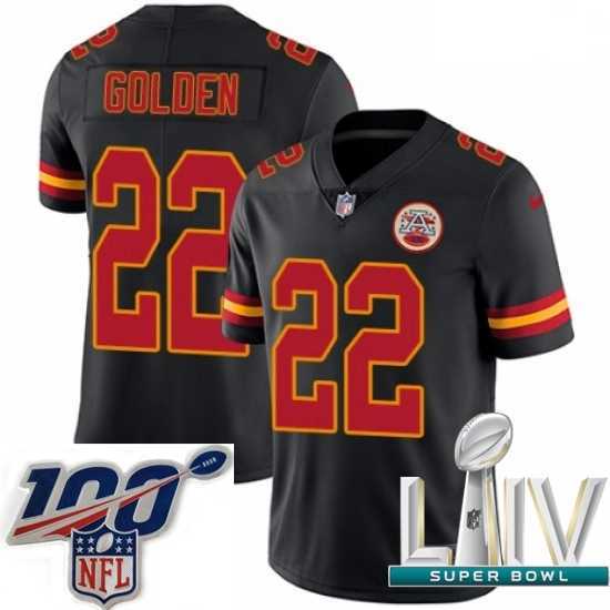 Stunning 2020 Super Bowl LIV Nike Kansas City Chiefs #22 Robert Golden Limited Black Rush Vapor Untouchable NFL Jersey