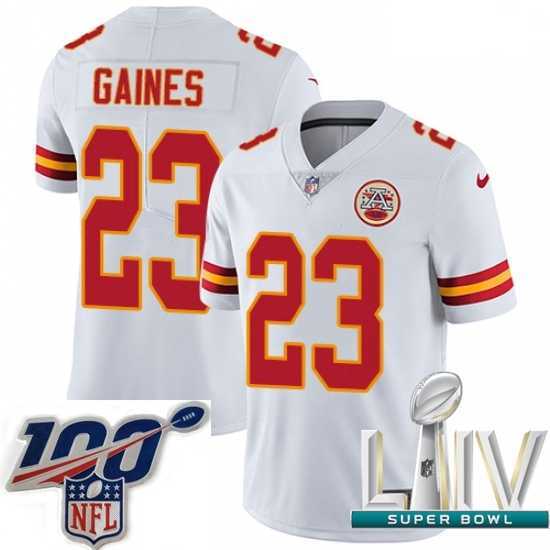 Stunning 2020 Super Bowl LIV Nike Kansas City Chiefs #23 Phillip Gaines White Vapor Untouchable Limited Player NFL Jersey