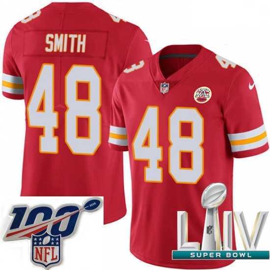 Stunning 2020 Super Bowl LIV Nike Kansas City Chiefs #48 Terrance Smith Red Team Color Vapor Untouchable Limited Player NFL Jersey