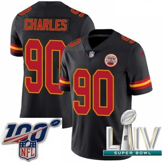 Stunning 2020 Super Bowl LIV Nike Kansas City Chiefs #90 Stefan Charles Limited Black Rush Vapor Untouchable NFL Jersey
