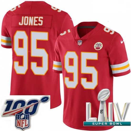 Stunning 2020 Super Bowl LIV Nike Kansas City Chiefs #95 Chris Jones Red Team Color Vapor Untouchable Limited Player NFL Jersey