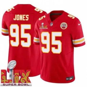 Stunning Kansas City Chiefs Chris Jones #95 Red 2024 2025 Super Bowl LIX F.U.S.E Stitched Jersey